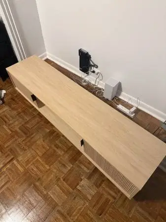 Light Oak TV Stand / Media Console, Fluted Door - Pickup by Sep 29