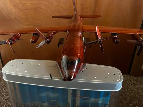 C-130 Hercules 4 Prop Handcrafted Natural Mahogany Premium Wood Desk M
