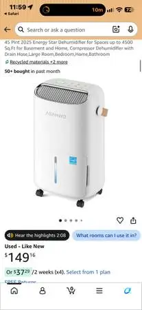 Brand New 4500sq ft Dehumidifier
