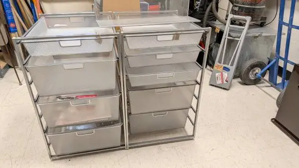 2 Elfa Modular Metal Mesh Drawer Units from Container Store