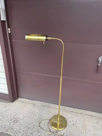 FREDRICK COOPER BRASS and CHROME FLOORSTANDING DESK LAMP
