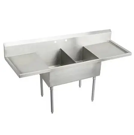 NEW Just Stainless Steel Sink 2-Basin + LR Drainboards 14 Gauge