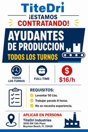 Production Helper / Ayudante de Produccion