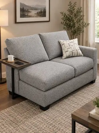 Grey Fabric 1 armed 57” Loveseat