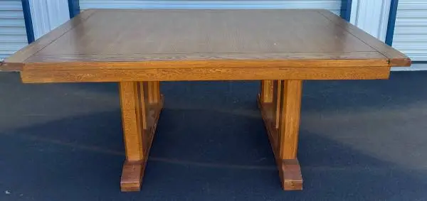 SOLID Oak Dining Table with Solid Oak Craftsman style Legs (heavy)