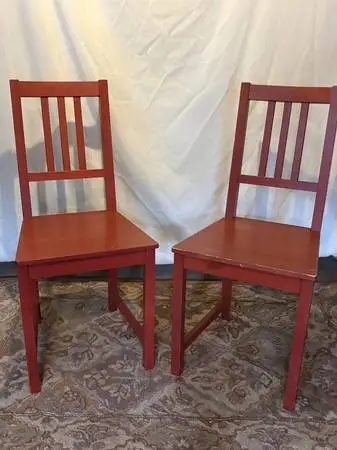 Two Matching Cherry Colored Chairs 36 x 17 x 17