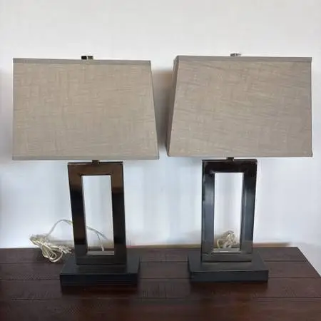 C&B l Duncan Antiqued Bronze Table Lamps- 16X8X28H- Pair