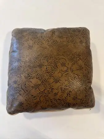 Leather Embossed Reversible Pillow- 17X17