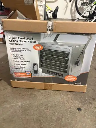 Comfort Zone-7,500W Digital Ceiling Mount Space Heater with Remote240v