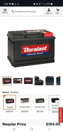 Newer Duralast top post car battery H6-DL