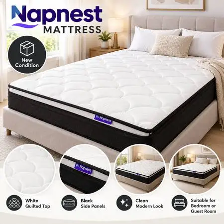 Napnest 12 Queen Mattress White Quilted Top Comfortable Bed Mattress