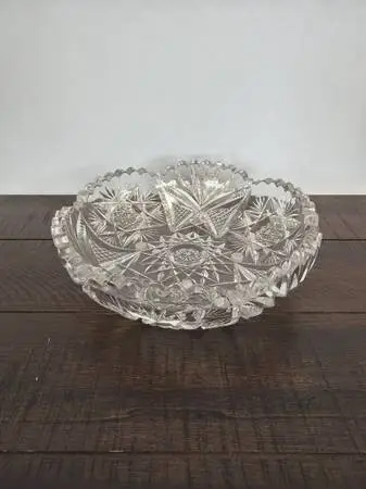 Brilliant Cut Glass Crystal Round Dish- 8X8X2.5- AS IS