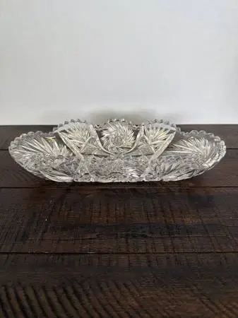 American Brilliant Cut Crystal Celery Dish- 11.5X4.5X2