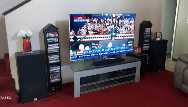 TECH CRAFT-Three Shelf Glass TV Table