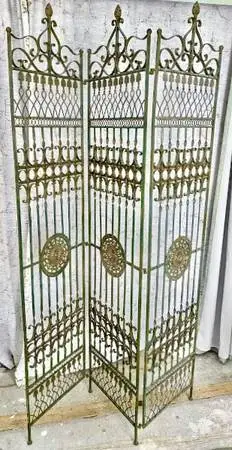 Ornate Hand Forged Wrought Iron Folding Screen - PERFECT CONDITION!
