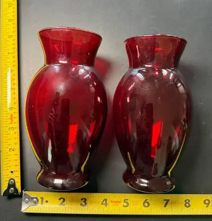 Vintage Anchor Hocking Royal Ruby Pressed Glass Vases