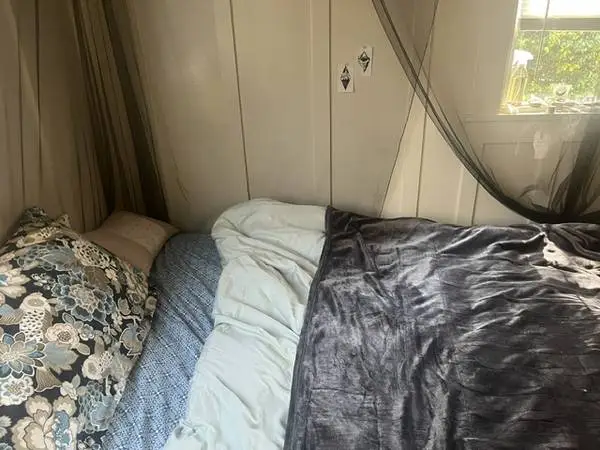 Nearly brand new King size mattress, box spring, bed frame