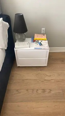 2 Modern White Lacquer Night Stands