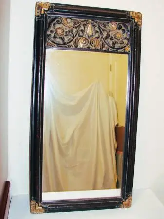 Vintage Belize Wall Mirror Bombay Co. Carved Wood Flowers