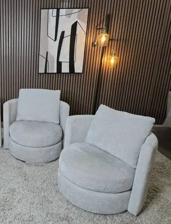 LIKE NEW- 2 Thomasville Davos Swivel Chairs Gray