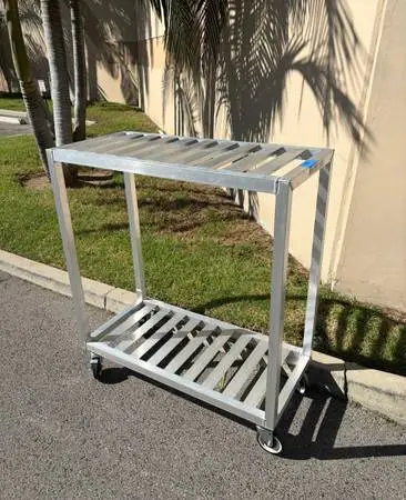 NEW 42 All Welded Aluminum 2 Shelf Cart on Wheels New Age Industrial