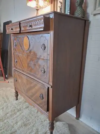 Antique Art Deco / Louis XVI Style Walnut Highboy Dresser – Circa 1930