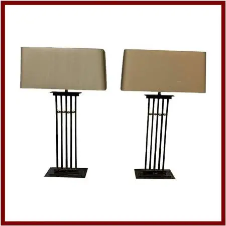 Tanner Kenzie Sculpted Iron Craftsman Table Lamps, Pair
