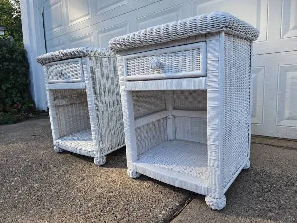 Vintage Wicker Bedside Stands