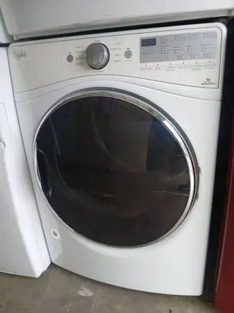 Whirlpool white steam front load gas dryer
