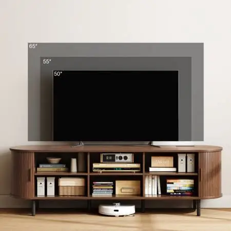 71inch Jalonda Modern Wood TV Stand with Storage and Shelves