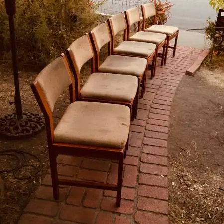 Set 6 for 395- Vintage teak DScan Project Dining Chairs