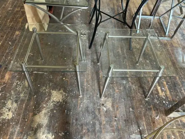 (2) Square Glass Elegant End Tablesegs