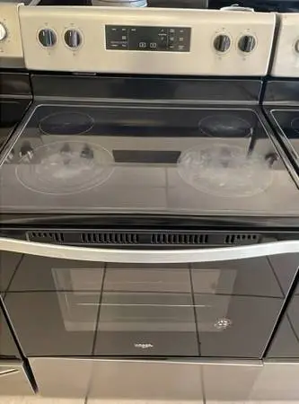 STOVE GLASS TOP WHIRLPOOL STAINLESS STEEL