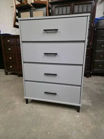Modern Gray 4 Drawer Tallboy Dresser