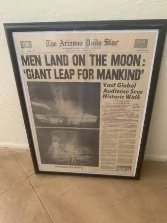 “Men Land On The Moon” Arizona Daily Star Real Cover Framed