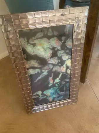 Circa 1970’s Abstract Gouache Original Painting In Silver Frame