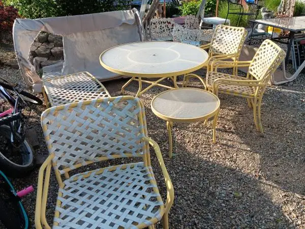 Vintage Outdoor wood and aluminum lawn/poolside furniture 1970s