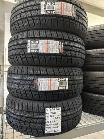 New set of 17” Milestar AW365 Tires 215/55R17