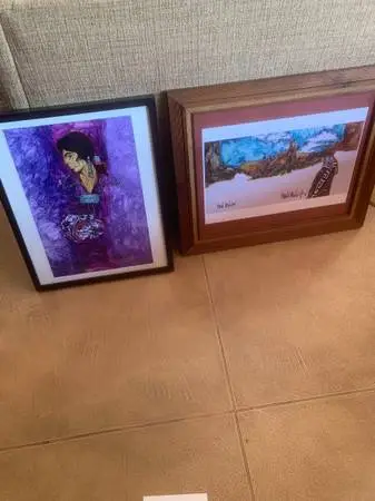 Amado Maurilio Pena Pair Native American Signed Prints Framed