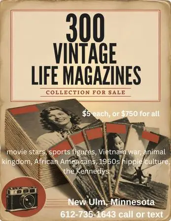 300 vintage LIFE MAGAZINES