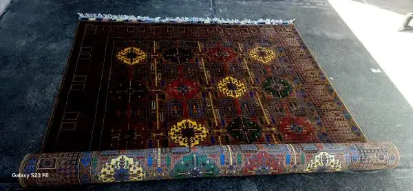 100% Wool and Silk  Handknitted Afghan/Persian Rug,8ftx10ft