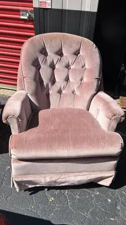 vintage pink/mauve tufted velvet swivel-rocker accent chair nursery chair(addres