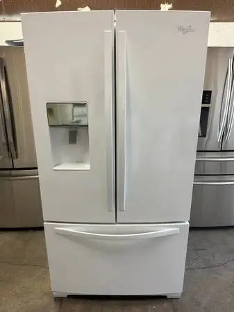 Beautiful Shiny, White, Whirlpool Frenchdoor, water and icemaker deliv