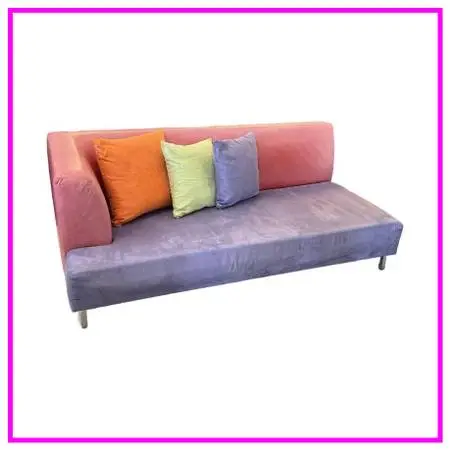 Lavender Micro-suede + Rose Pink Leather Chaise Sofa