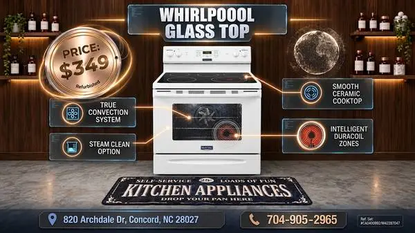 White Whirlpool Glass-Top Electric Stove / Oven – Self-Cleaning