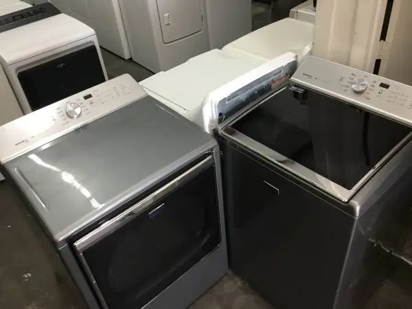Grey washer and dryer Maytag set