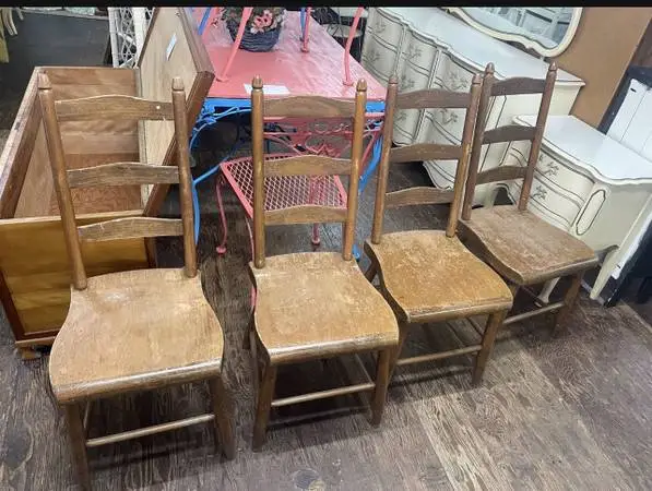 Set of four antique wooden chairs