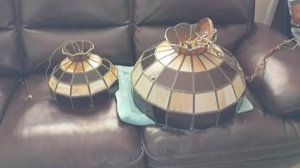 @@ Selling ( 2 ) Vintage Tiffany Style Stained Glass Kitchen Ceiling Hanging Lig