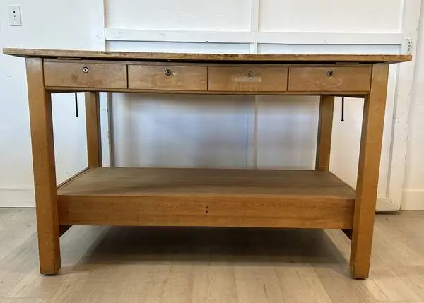 Vintage Drafting Table Desk or Kitchen Island or Garage Work Bench
