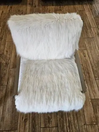 Jonathan Louis Amy Accent Chair White Llama Fur Gold Champagne Brass Frame Loung